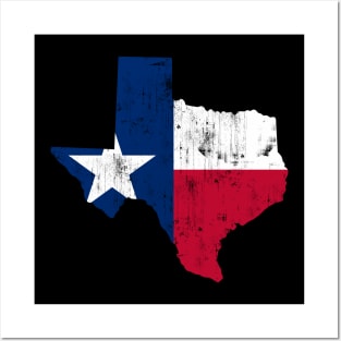 Texas Flag Map Texan Vintage Distressed Fade Posters and Art